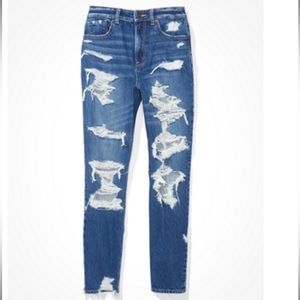 Distressed mom jeans